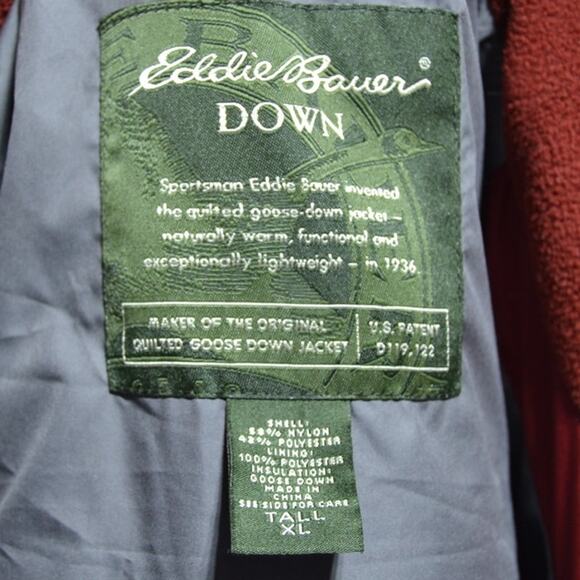 Eddie Bauer Men's Burgandy Down Puffer Vest Size XL Tall - Picture 4 of 13